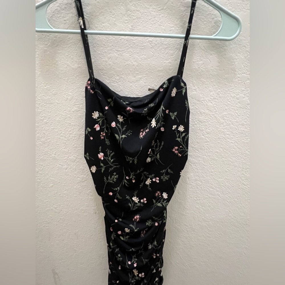 Urban Outfitters Black Floral Satin Dress
